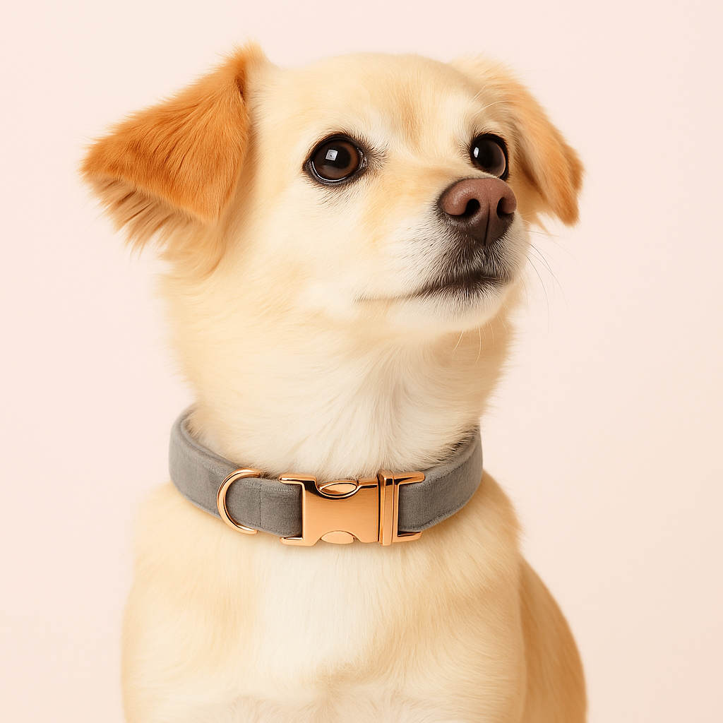 Grey Velvet Luxe Collar, S