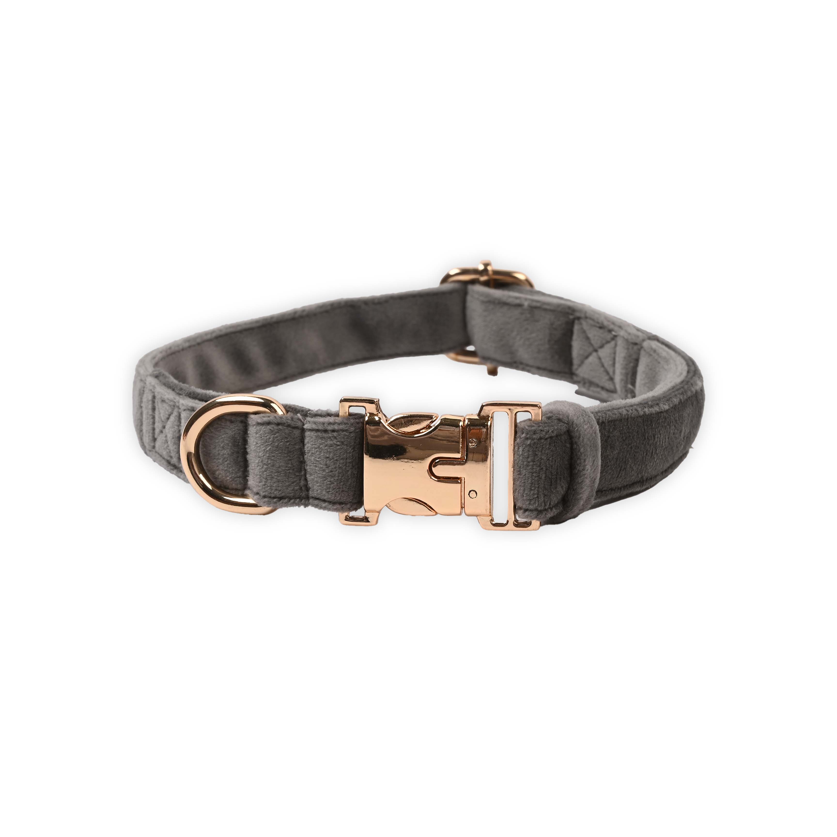 Grey Velvet Luxe Collar, S