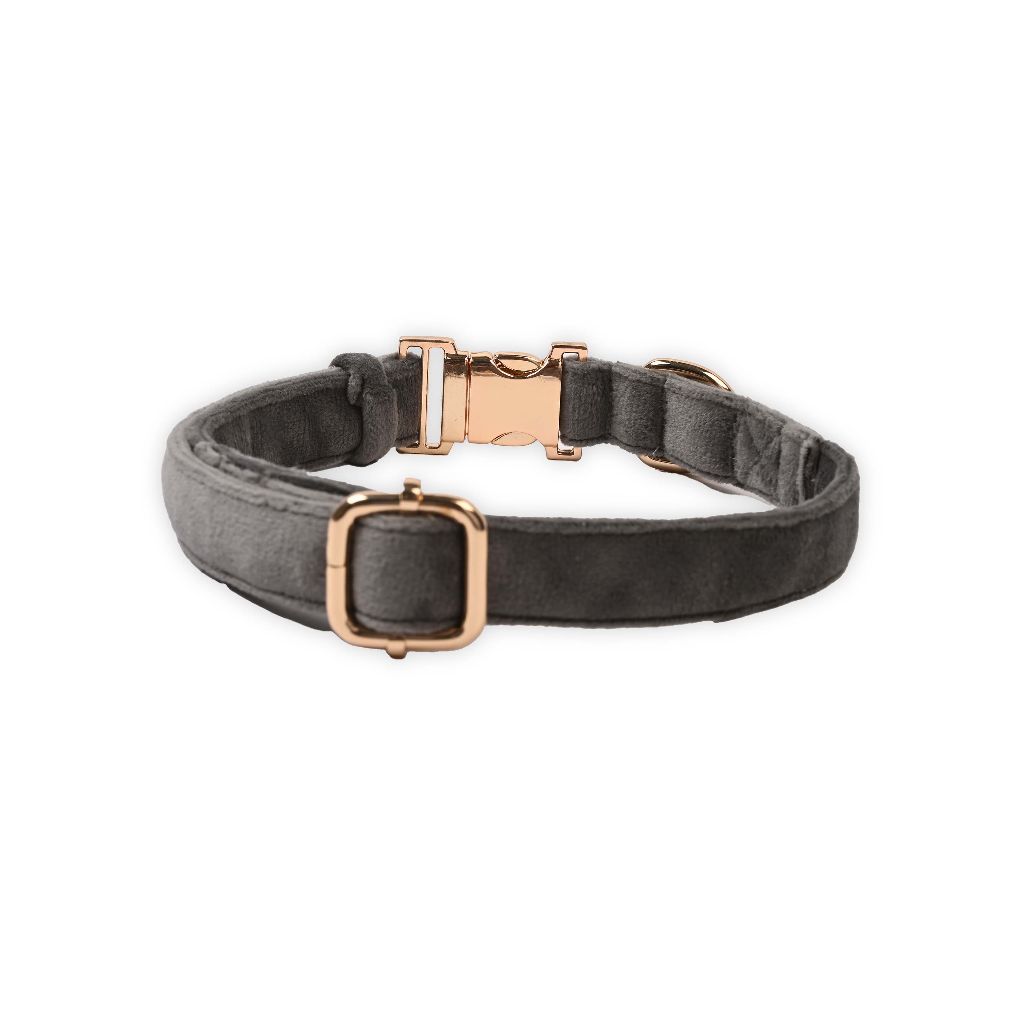 Grey Velvet Luxe Collar, S