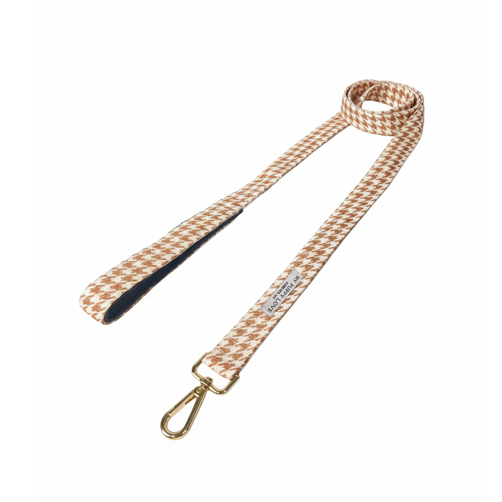 Beige Houndstooth Leash